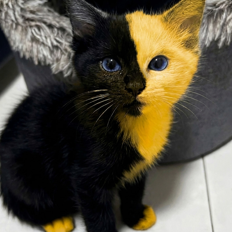Bicat, the split-face chimera cat